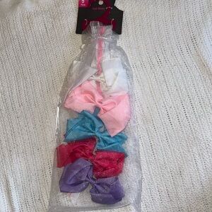 Girls hair bows pack of 5 alligator clip on holder